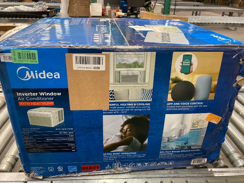 Photo 1 of Midea 8,000 BTU Smart Inverter Air Conditioner Window Unit with Heat and Dehumidifier – Cools up to 350 Sq. Ft., Energy Star Rated, Quiet Operation, Electronic Controls, Remote Control, White