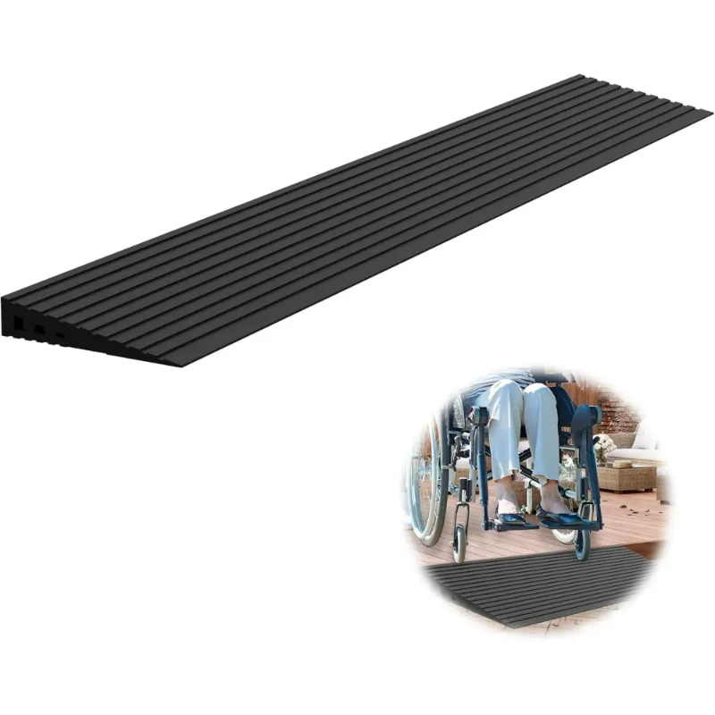 Photo 1 of 1.2" Rise Threshold Ramps for Doorways, 2000 Lbs Load Capacity, 35.5" Wide Natural Rubber Power Wheelchair Ramp is Adjustable and Cuttable for Doorways, Curb, Sweeper, Power Scooters, Bathroom
