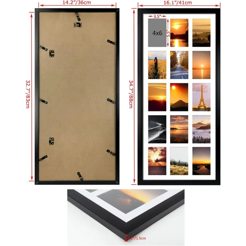Photo 1 of 15 Opening 4x6 Collage Picture Frames, Horizontal and Vertical Black Photo Frame for Wall Mounted