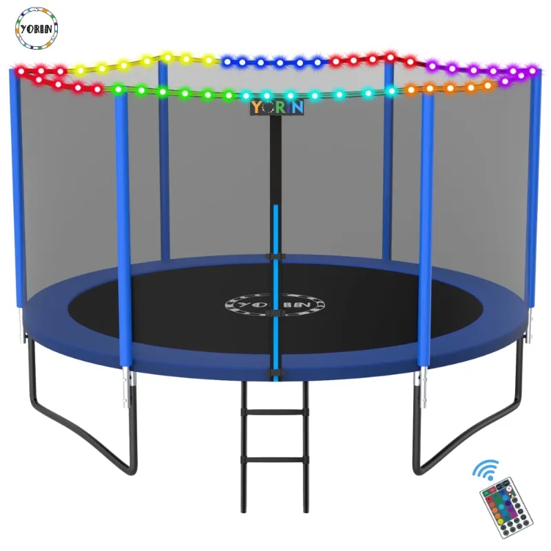 Photo 1 of ****MISSING ITEMS***YORIN Trampoline for 2-3 Kids, 8FT 10FT Trampoline for Adults with Enclosure Net, Ladder, Light, 800LBS Weight Capacity Outdoor Round Recreational Trampoline, Heavy Duty Trampoline
