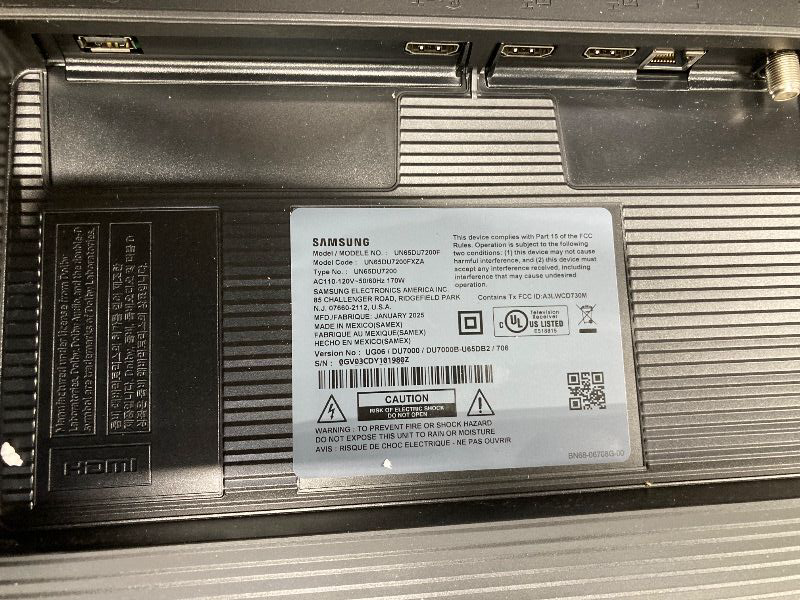 Photo 1 of ***PARTS ONLY***
SAMSUNG 65-Inch Class Crystal UHD 4K DU7200 Series HDR Smart TV w/Object Tracking Sound Lite, PurColor, Motion Xcelerator, Mega Contrast, Q-Symphony (UN65DU7200, 2024 Model)