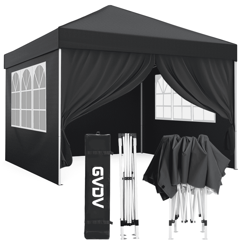 Photo 1 of **parts only** GVDV 10X10Ft Pop up Canopy Tent Enclosed Instant Folding Canopy Shelter with Elegant Church Window, Black
