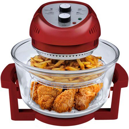 Photo 1 of 16 Qt. Red Oil-less Air Fryer with Built-in Timer

