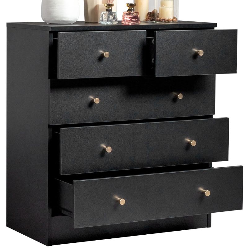Photo 1 of **see comments***UBesGoo 5 Drawer Wood Dresser for Bedroom, Chest of Drawers, Storage Organization Unit for Clothing, Black