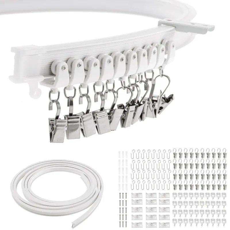 Photo 1 of ***ONLY THE TRACK/MISSING HARDWARE/HOOKS**Ceiling Curtain Track Flexible Bendable Curtain Track 16.4 Ft Wall Mount Curved Curtain Rail Track System Sliding Ceiling Track Set for Bay Window Room Divider
