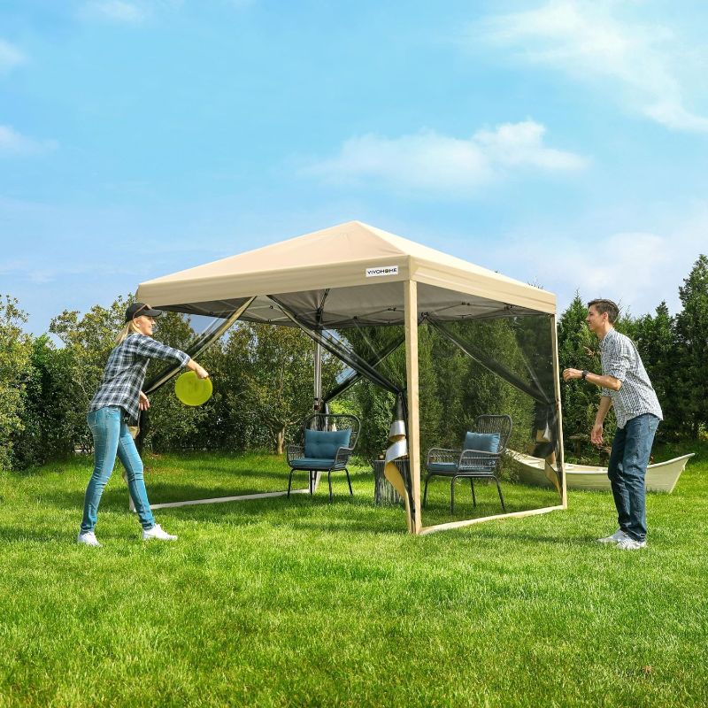 Photo 1 of **DAMAGED PARTS ONLY**SPECSTAR 10'x10' Pop up Canopy Tent with Mesh Netting, 2 Zipper Doors, and Roller Bag