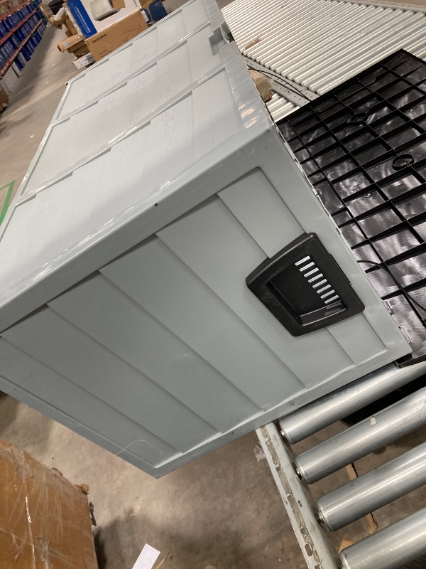 Photo 1 of Guangshuohui Outdoor Storage Box, Resin Deck Box,75 Gallon Outdoor Storage Box, Lockable Plastic Storage Containers with Lid, Patio Deck Box Furniture for Garden, Pool, Balcony, Yard