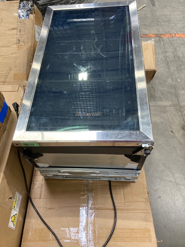 Photo 1 of ***PARTS ONLY***
Honeywell Beverage Refrigerator and Cooler, 115 Can Mini Fridge with Glass Door for Soda Beer or Wine for Office or Bar with Adjustable Removable Shelving