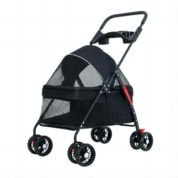 Photo 1 of ***MISSING WHEEL**Foldable Pet Stroller, COLLIFORD Pet Strolling Cart for Dog Cat, Breathable and Visible Mesh for All-Season
