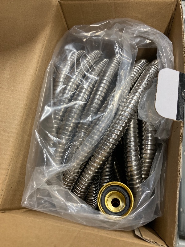 Photo 1 of 50ft Garden Hose Metal with Nozzle, KIMHY 304 Stainless Steel Water Hose 3 /4 Inch , Kink & Tangle Free, Rust Proof, 150 Psi
