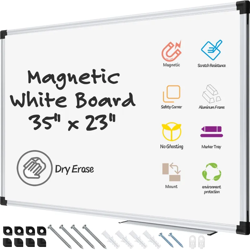 Photo 1 of AGCAN Dry Erase Board 35" x 23" White Board Calendar Dry Erase Wall Mount Large Magnetic Whiteboard
