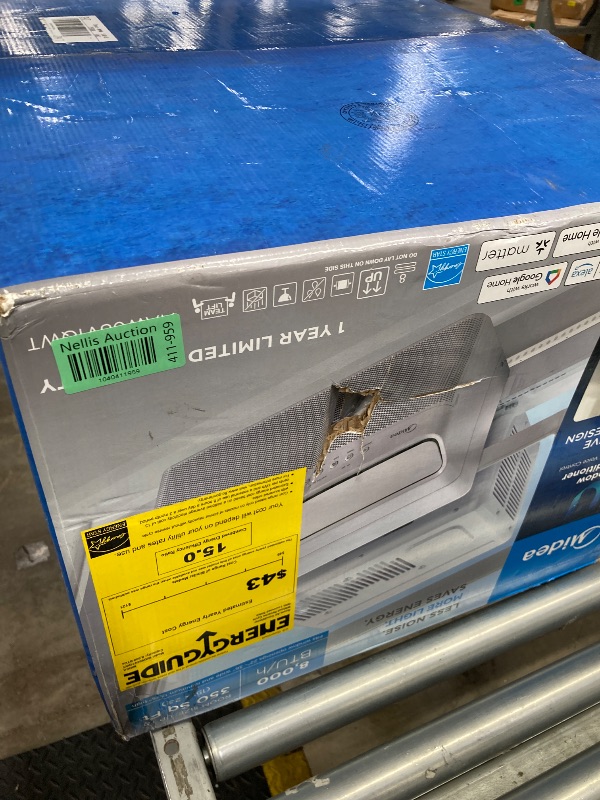 Photo 1 of Midea 8,000 BTU U Shaped Smart Inverter Window Air Conditioner, Cools up to 350 Sq. Ft., Ultra Quiet with Open Window Flexibility, Works with Alexa/Google Assistant, 35% Energy Savings, Remote Control