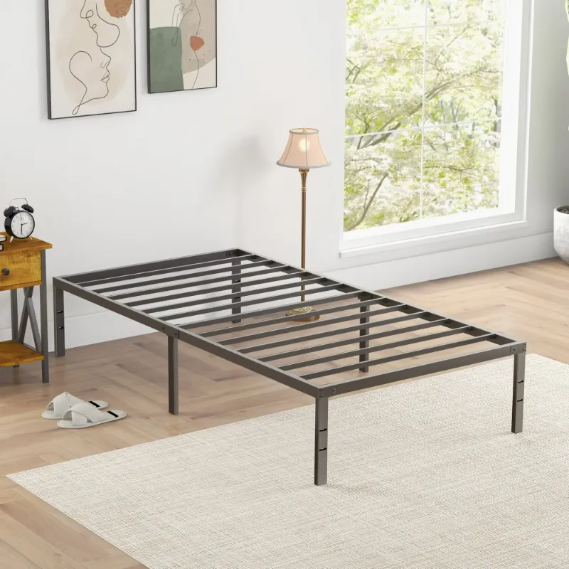 Photo 1 of **missing hardware***edx Heavy Duty Metal Twin Bed Frame with Under Bed Storage - 14 Inches High, Sturdy Steel Slat Support, No Box Spring Required, Platform Bed Frame
