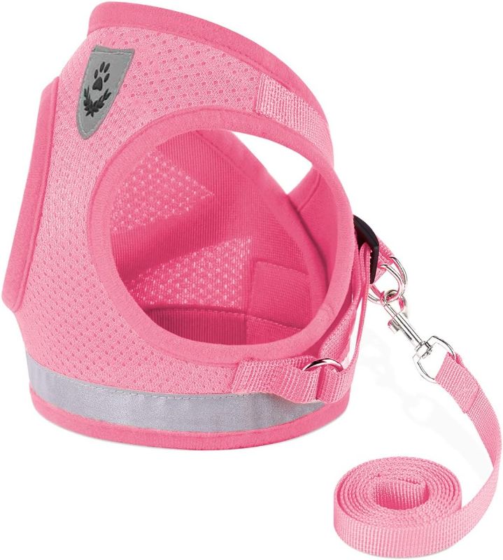Photo 1 of Cat Harnesses and Puppy Harness with Leashes Set, Escape Proof Cat Harness, Adjustable Reflective Soft Mesh Vest Fit Puppy Kitten Rabbit Ferrets's Outdoor Harness PINK MEDIUM CHEST 12-14
