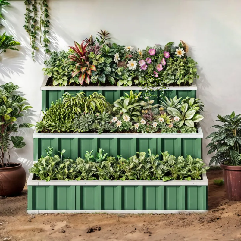 Photo 1 of **** picture is for reference only*****Uforic 3-Tier Large Metal Raised Garden Bed, 4ftx4ftx2ft Outdoor Patio Planter Box with Gloves and Reinforced Frame,for Flowers Vegetables,black 
