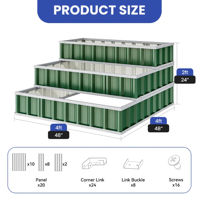 Photo 1 of **** picture is for reference only*****Uforic 3-Tier Large Metal Raised Garden Bed, 4ftx4ftx2ft Outdoor Patio Planter Box with Gloves and Reinforced Frame,for Flowers Vegetables,black 

