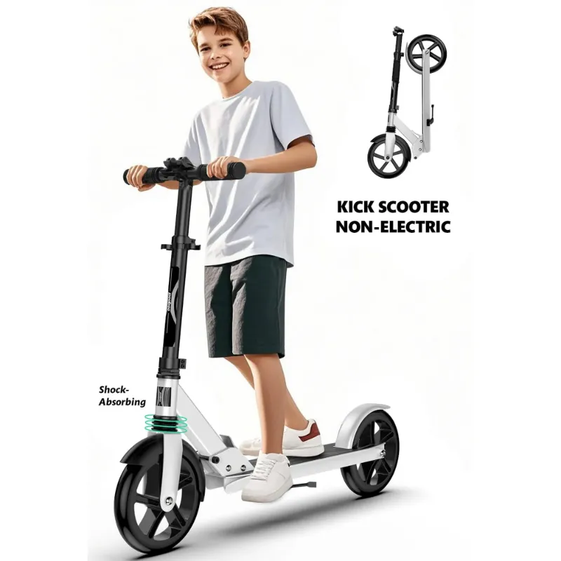 Photo 1 of **USED, DIRTY, BROKEN FENDER** LNOW Foldable Kick Scooter-8 IN Big Wheels for Kid, Teens & Adults, 4 Adjustable Levels, Max Load 240 LBS,Lightweight
