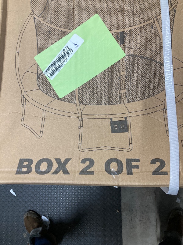 Photo 1 of  **** ONLY SECOND OX, FIRST BOX IS MISSING **** Bounce Pro 14ft Multiplay Trampoline & Enclosure Combo Set with Basketball, Electron Shooter Game, Flash Light Zone Features, Painted Legs & Phone pouch
