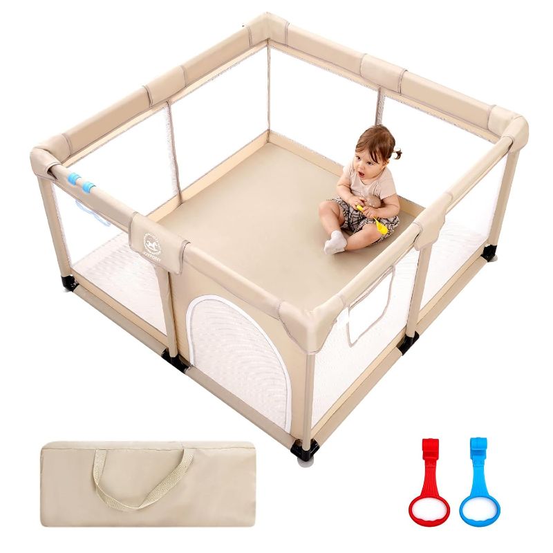 Photo 1 of *** PIcture is for reference only **** Play Pens for Babies and Toddlers, Baby Play Yards for Indoor & Outdoor with Soft Breathable Mesh (Beige)Baby  Playpen, unknown design unknown size  **** Store sealed item, opened for picturing,****