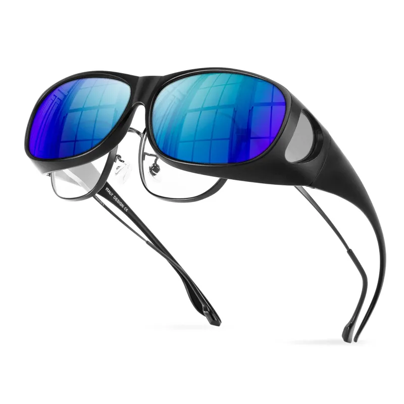 Photo 1 of Bloomoak Polarized Removable UV Protection Safety Strap Unisex Wrap Around Sports Sunglasses, Blue
