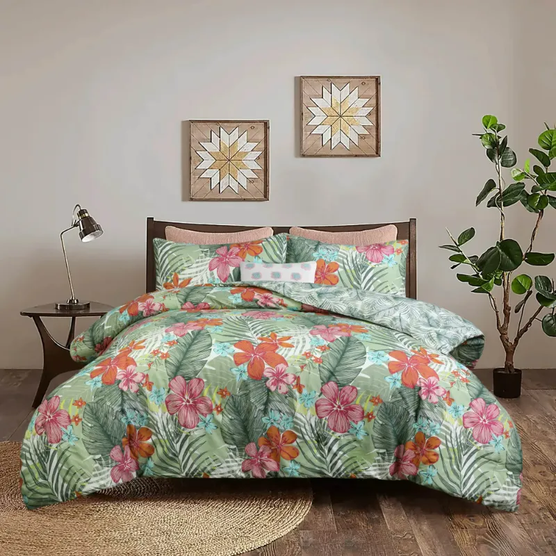 Photo 1 of Sleepdown Queen Comforter Set - All Season Reversible Cute Floral Comforters Queen Size, Soft Breathable Bedding Queen Size Comforter Sets, Lightweight Botanical Flowers Comforter & 2 Pillow Shams
