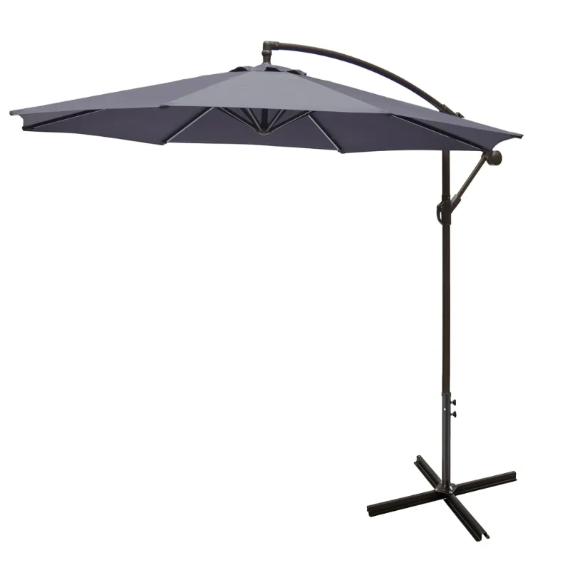 Photo 1 of 10' ft Outdoor Patio Umbrella Offset Cantilever Umbrella Manual Crank With Cross Base Include, Beige
