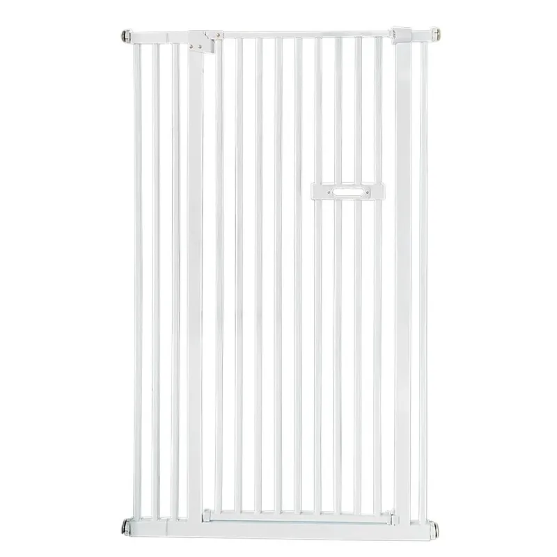 Photo 1 of ***DAMAGED TOP LATCH**FLROHA 59 Inch High Extra Tall Cat Gate with Doors Locks Narrow Bar Spacing, Pressure Mounted 1.38inch Door Page Fence Spacing, Cat Door Way Indoor Use, White
