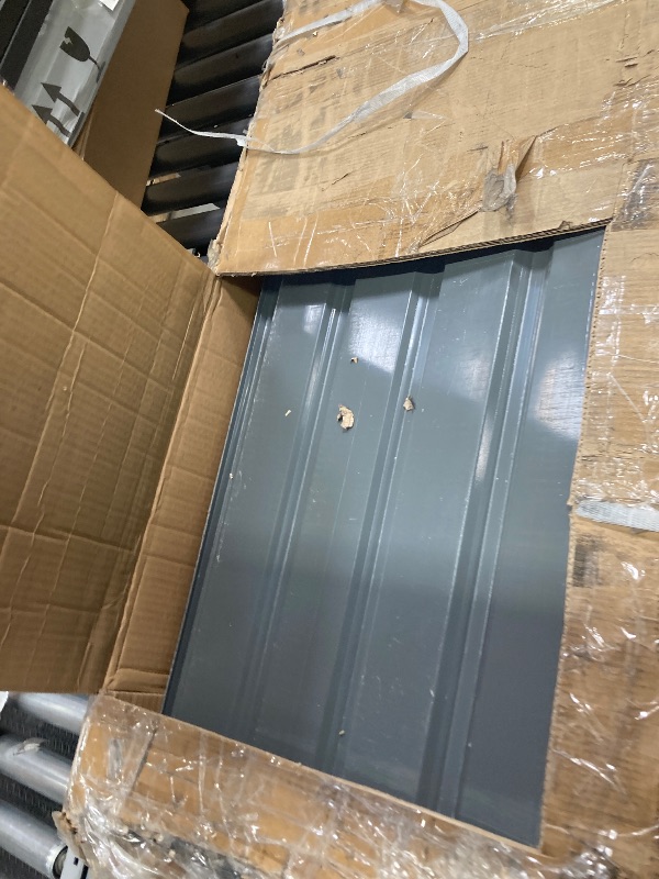 Photo 1 of Corrugated Roofing Panels Galvanized Steel Roof Panels, L60.63×W16.77 Inch Heavy Duty Metal Roof Panels, Roof Protector for Garages, Sheds, Stables and Mobile Homes, Grey, 10PCS