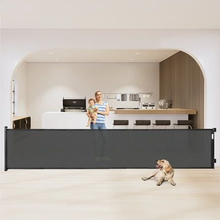Photo 1 of 118inch Retractable Baby Gate Extra Wide for Doorways Mesh Extra Long Dog Gate for Stairs Child Safety Extra Large Gate for Doorways Stairs Hallways
