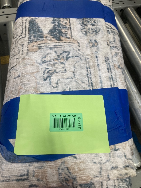 Photo 1 of **DOES HAVE SOME SPOTS**LIVEBOX Washable Area Rug 8x10 Rugs for Living Room Bedroom, Non-Slip Boho Indoor Carpet for Dining Room Office, Low-Pile Farmhouse Soft Carpets for Kids Nursery Room Playroom, Blue