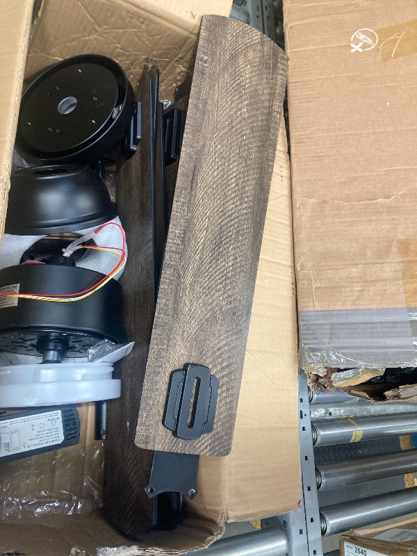 Photo 1 of **PARTS ONLY***XAUJIX Ceiling Fan with Light and Remote Control, Modern Flush Mount Ceiling Fan 52 '' 6-Speed Reversible DC Motor 5 Wood Fan Blades Retro Pine/BlaCK