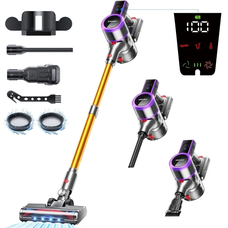 Photo 1 of ARFUEE Cordless Vacuum Cleaner, 40KPa/55Mins Lightweight Stick Vacuum, LED Display/1.5L Cup for Pet Hair Carpet Hard Floor Home