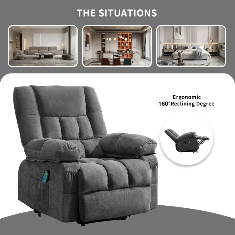 Photo 1 of ***ONLY A CUSHION**JONPONY Power Lift Recliner Chair Recliners for Elderly with Heat and Massage Recliner Chair for Living Room with Infinite Position and Side Pocket,USB Charge Port,Grey