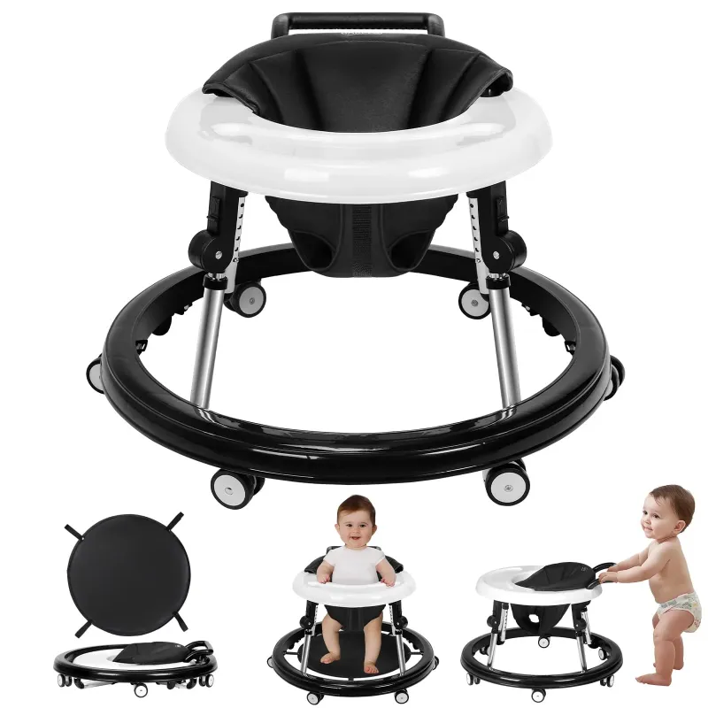 Photo 1 of HARPPA Foldable Baby Walker for Babies 6-24 Months, Anti-Rollover, Seat and Height Adjustable, Black
