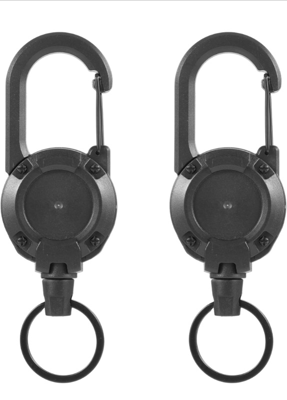 Photo 1 of 2 Pack Retractable Keychain, Multitool Carabiner Badge Holder, Tactical ID Badge Clip Reel Retractable Key Chain Heavy Duty