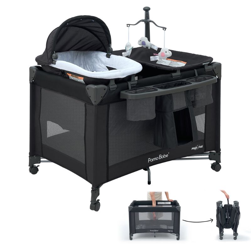 Photo 1 of 






Reviewers highlighted: diapers, wheels, design

Visit the Pamo Babe Store
Pamo Babe Baby Playard Magic Fold 1 Step Bassinet & Changing Table for Newborn, 4-Panels (Black)