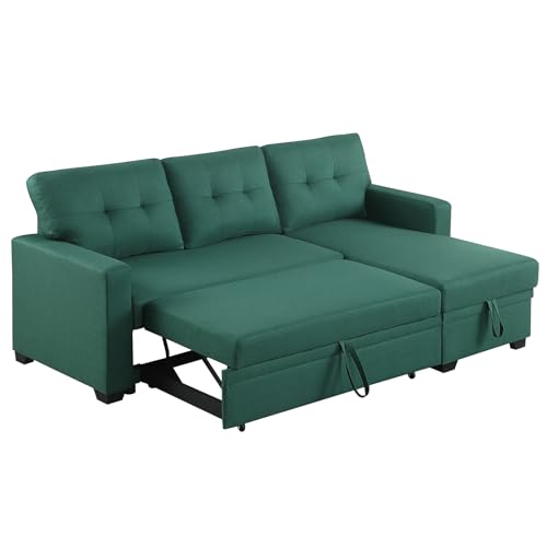 Photo 1 of It have 3 Boxes, Box1,2 and 3.Yafylly L Shape Sleeper Sofa Bed with Storage, Large Full Size Pull Out Sectional Couch, Futon Chaise Lounge Recliner for Living Room, Apartment, Bedroom, Office, Green