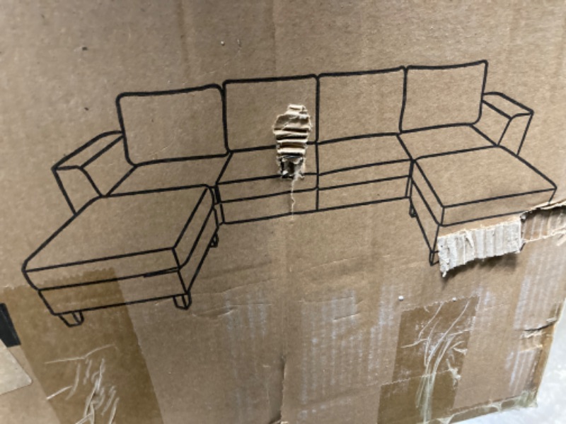 Photo 1 of 102" U-Shaped Sectional Couch with Ottoman, 6-Seat Solid Wood, Soft Chenille for Home Theater, Spacious Living Room, 