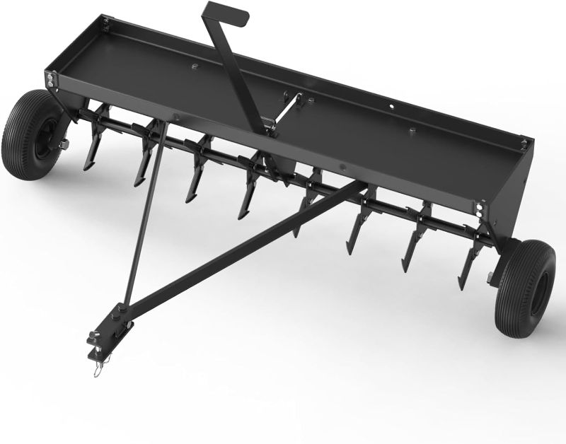 Photo 1 of 48 Inch Tow Behind Spike Aerator with Durable Steel Tines Lawn Soil Penetrator Wide Tow Bar for Lawn Farm Planting, Black