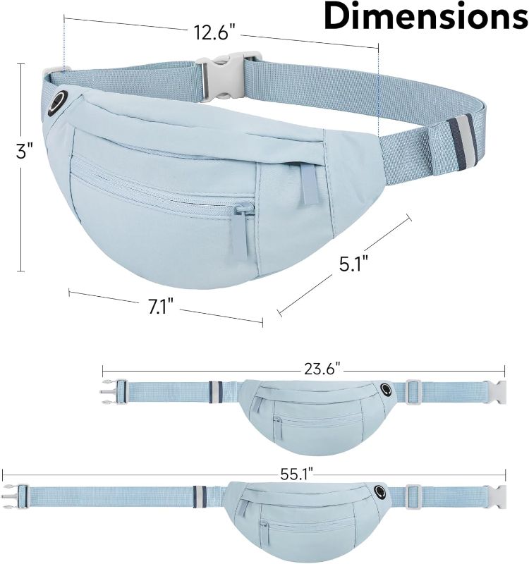 Photo 1 of 
Roll over image to zoom in
Viqueen Fashion Large Fanny Waist Pack Crossbody Belt Bag for Women and Men,Lightweight Bag with Zipper and Pockets,Water Resistant,Hands Free Phone Carrying,for Running,Sports(Light Blue)