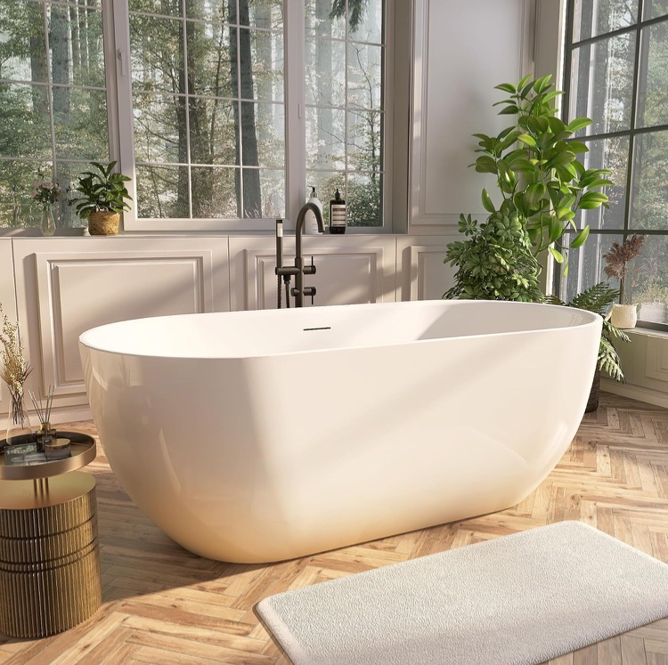 Photo 1 of " Acrylic Freestanding Bathtub, Free Standing Tub, Stand Alone Tub, Soaker Tub with Overflow and Drain, cUPC Certified, Gloss White