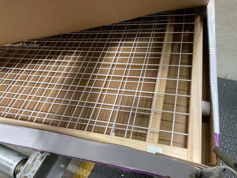 Photo 1 of ***BROKEN WOOD ON SIDE**MidWest Homes for Pets Wire Mesh Pet Safety Gate, Pressure Mounted Dog Gate Measures 44 Inches Tall & Expands to 29-50 Inches Wide, Natural Wood & White Powder Coated Wire Mesh