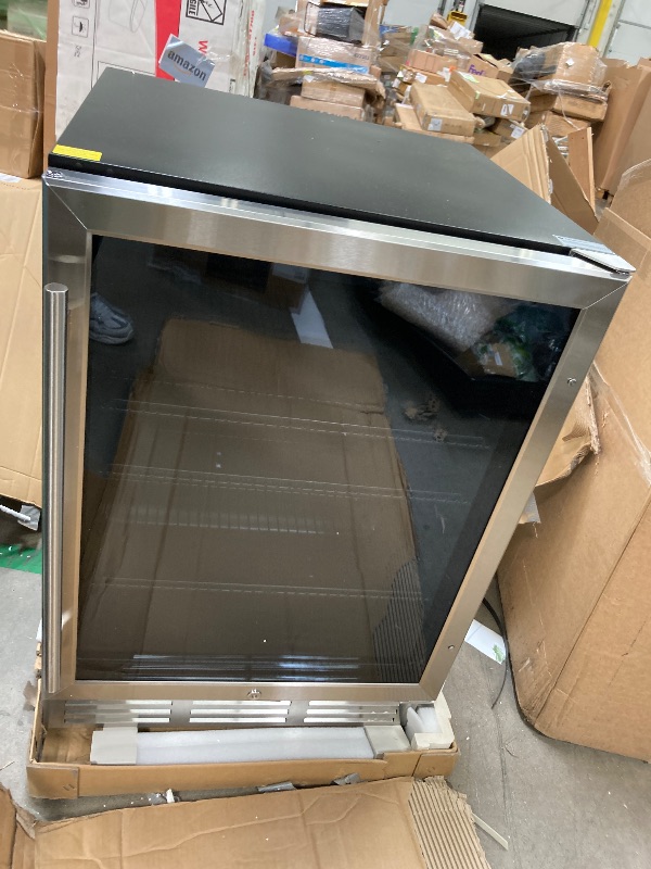 Photo 1 of ***DOES NOT STAY COOL**EUHOMY 24 Inch Beverage Refrigerator, 180 Can Built-in Beverage Cooler, Under Counter Beer Fridge with Glass Door for Soda, Water, Wine - For Kitchen, Bar or Office