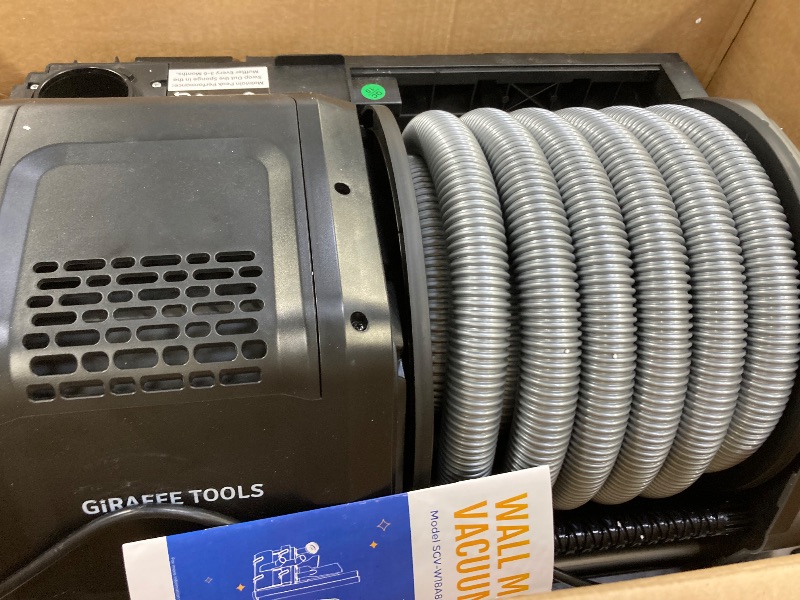 Photo 1 of ***THE VACUUM WORKS, BUT SOME PARTS ARE BROKEN*****Giraffe Tools Grandstorm Retractable Vacuum Cleaner with 30 FT Hose Wall Mounted, Wet Dry Vacuum Cleaner with 6 Nozzles for Car Detailing Normal Version, Grey ?No Remote Control Funtion?