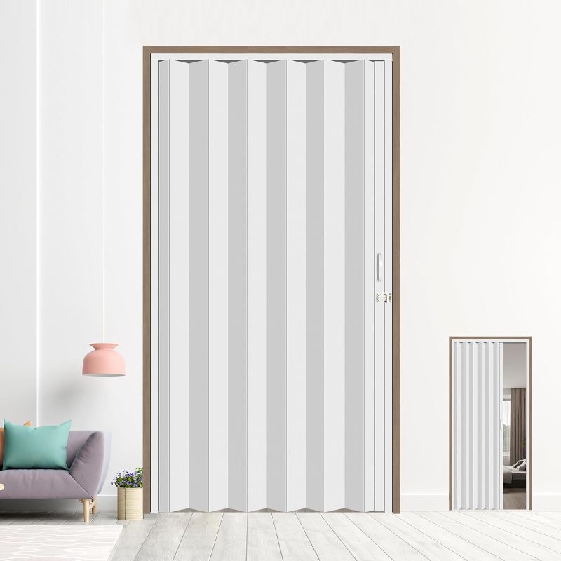 Photo 1 of ++SIMILAR+++Vatge Closet Curtains, Accordion Style Door Curtains for Doorways, Pleated Folding Doors Curtain for Closet and Room Divider, 1 Panel, W39 x L78, Beige