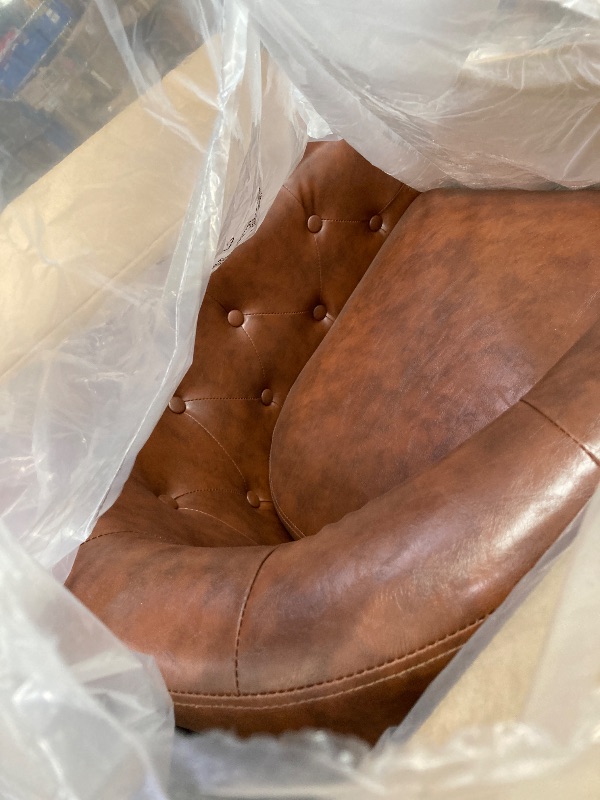 Photo 1 of ++SIMILAR++DREAMSIDEA Accent Chair, Upholstered Faux Leather Barrel Chair with Nailed Trim, Comfy Club Armchair for Reading Living Room Bedroom Waiting Room (Rust, Set of 1)