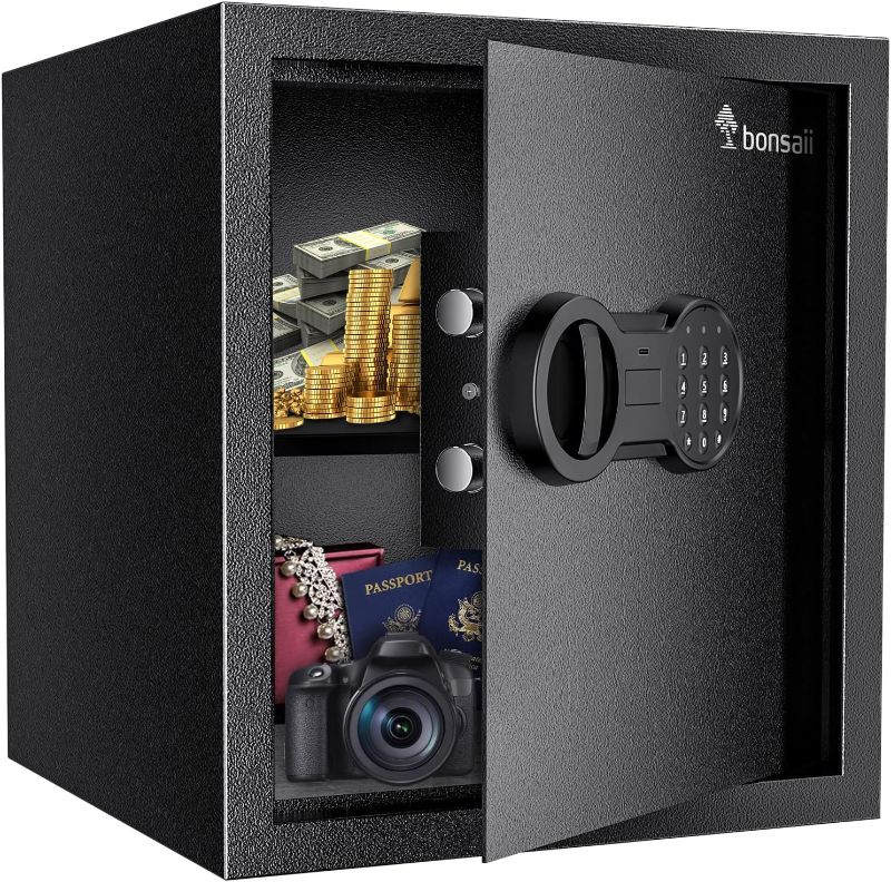 Photo 1 of Safe Box with Digital Keypad Lock, 1.2 Cubic Feet Security Document Safe with Removable Shelf for Home, Hotel, Office, Valuables, Money, 12.99 x 14.17 x 12.99 Inches