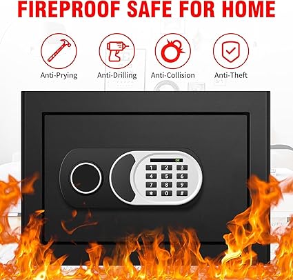 Photo 1 of 1.3 Cu Ft Safe Box, Small Safes for Home Documents Use, Digital Security Box with Electronic Keypad, Smart Alert System, Spare Keys, Removable Shelf, LED Light, Anti-Theft Safety Box

