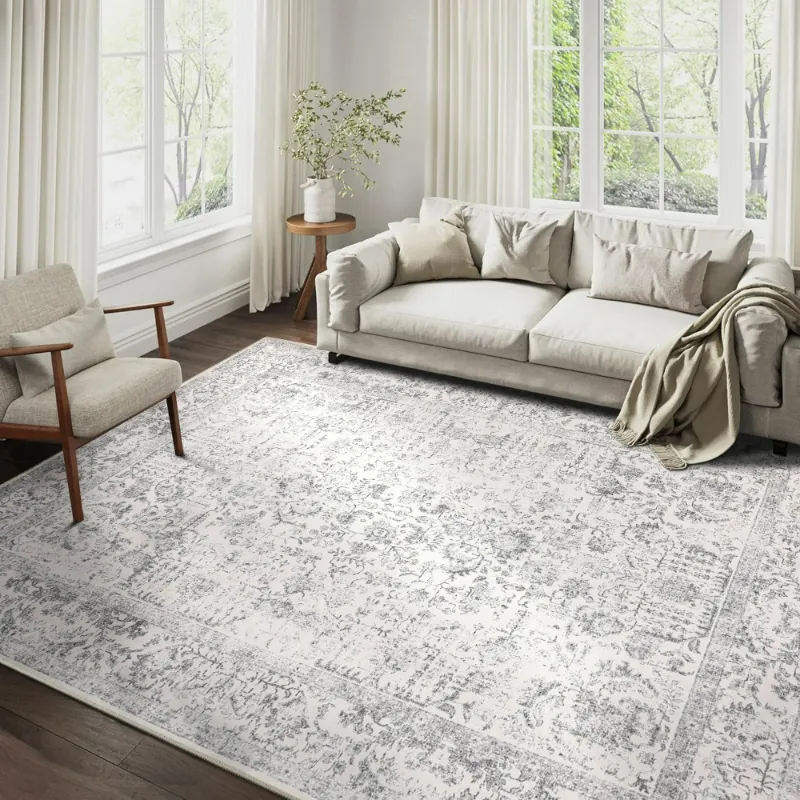 Photo 1 of BERTHMEER 10'x14' Large Vintage Area Rugs Oriental Rugs Washable Carpets for Living Room Bedroom Dining Room Throw Rugs Non-slip, Gray
