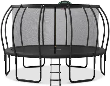 Photo 1 of 16 FT Trampoline for Kids and Adults SEGMART Happy Family Trampoline with Basketball Hoop Recreational Spring Trampolines for Outdoor Yard Games wit
